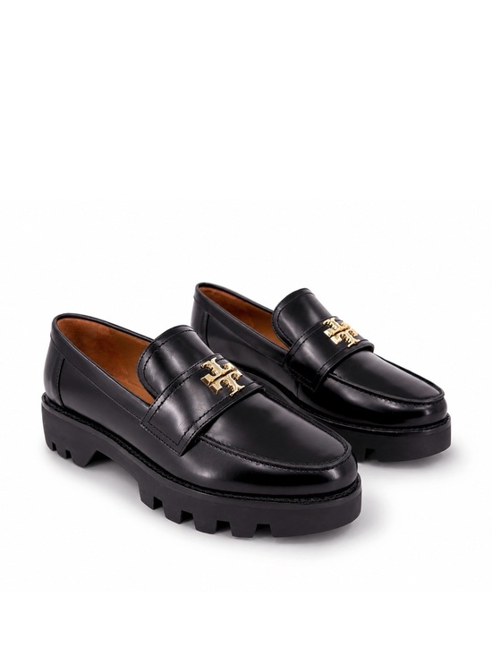 靴 TORY BURCH::MINI EVERLY CHUNKY LOAFER TORY BURCH Mini Everly Chunky Loafer Black Patent Leather Lug Sole 8.5